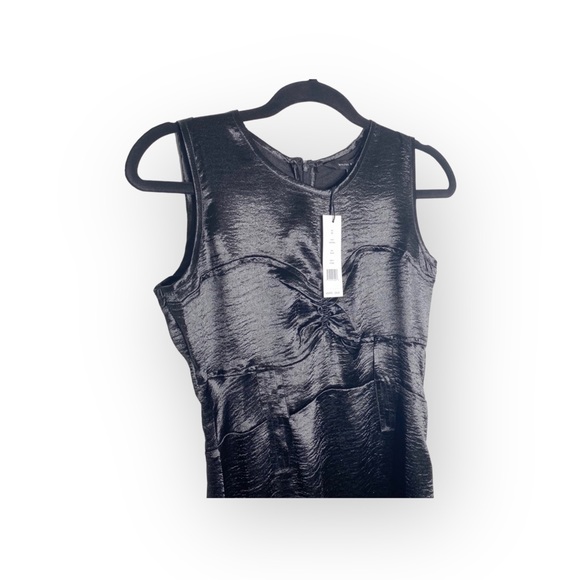 new Walter Baker W118 𖡛 Crinkled Satin Little Black Cocktail MIDI Dress 𖡛 2 4 - Picture 11 of 16